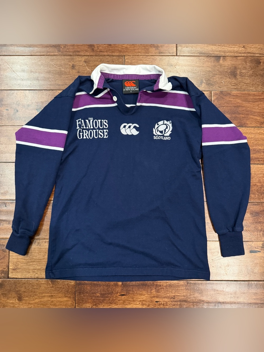 SCOTLAND RUGBY UNION JERSEY THE FAMOUS GROUSE CANTERBURY LONG SLEEVE SHIRT SZ S